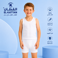 طقم فانلة وشورت للأولاد من القطن الناعم باللون الأبيض من EL KATTAN - راحة يومية